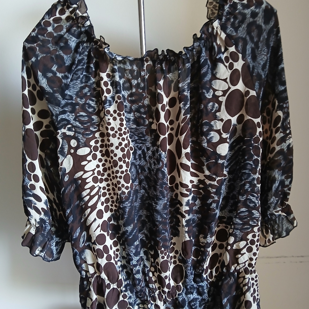 Agora Size 2X Animal Print Blouse Sheer - Picture 8 of 11